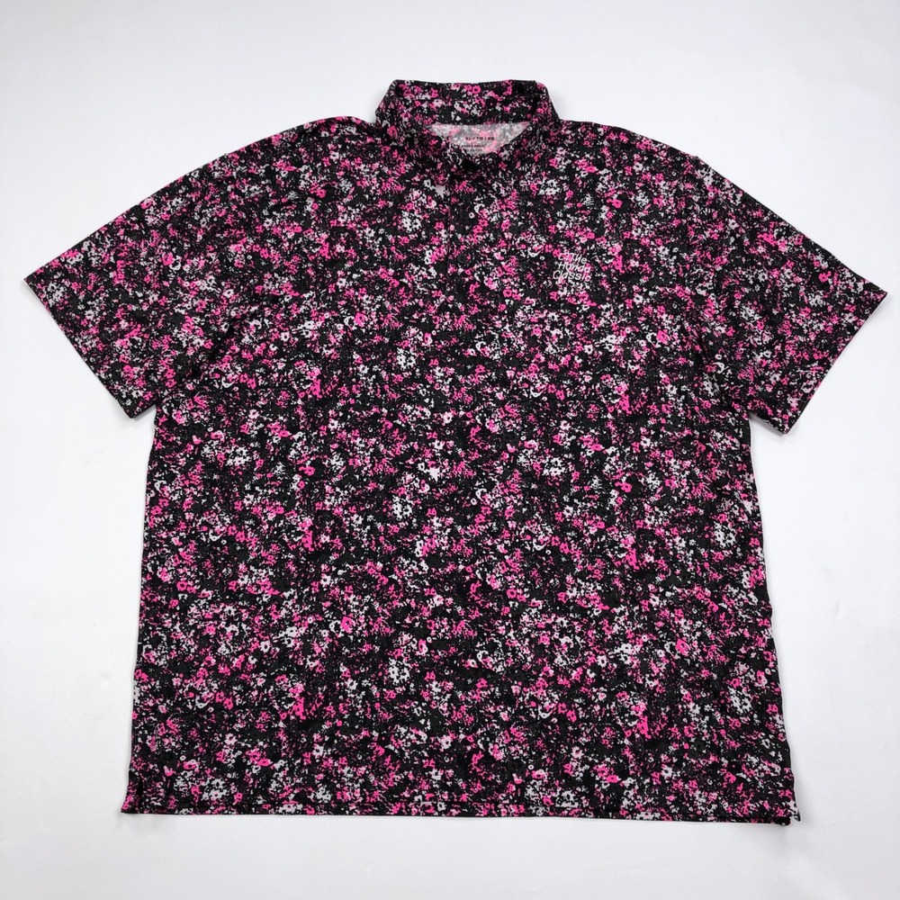 Under Armour Playoff Polo Mens XL Pink Black Floral Honda Classic Golf Shirt